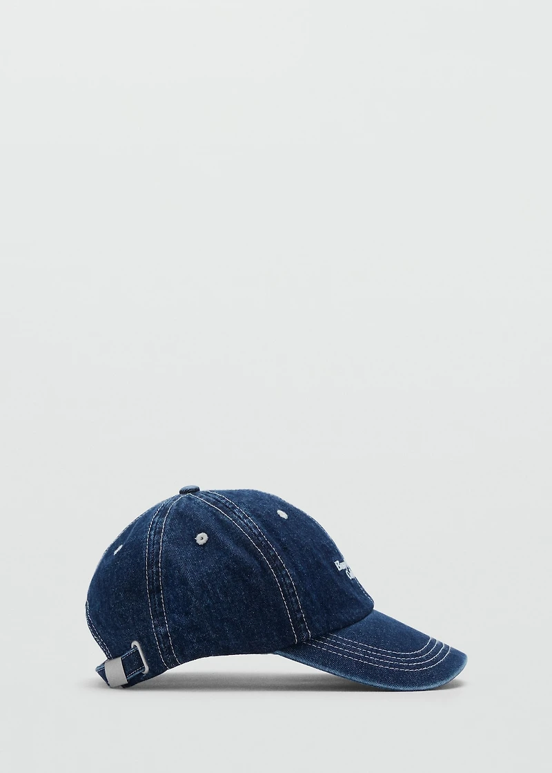 Embroidered denim cap