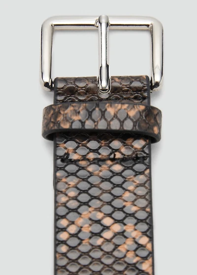 Snake-effect leather belt