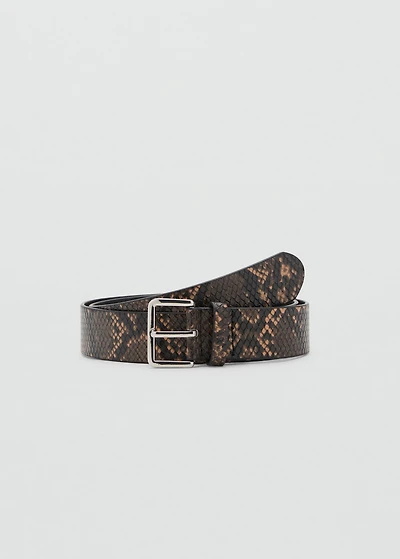 Snake-effect leather belt