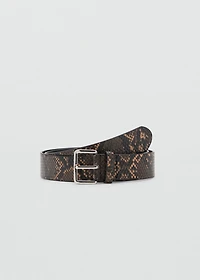 Snake-effect leather belt