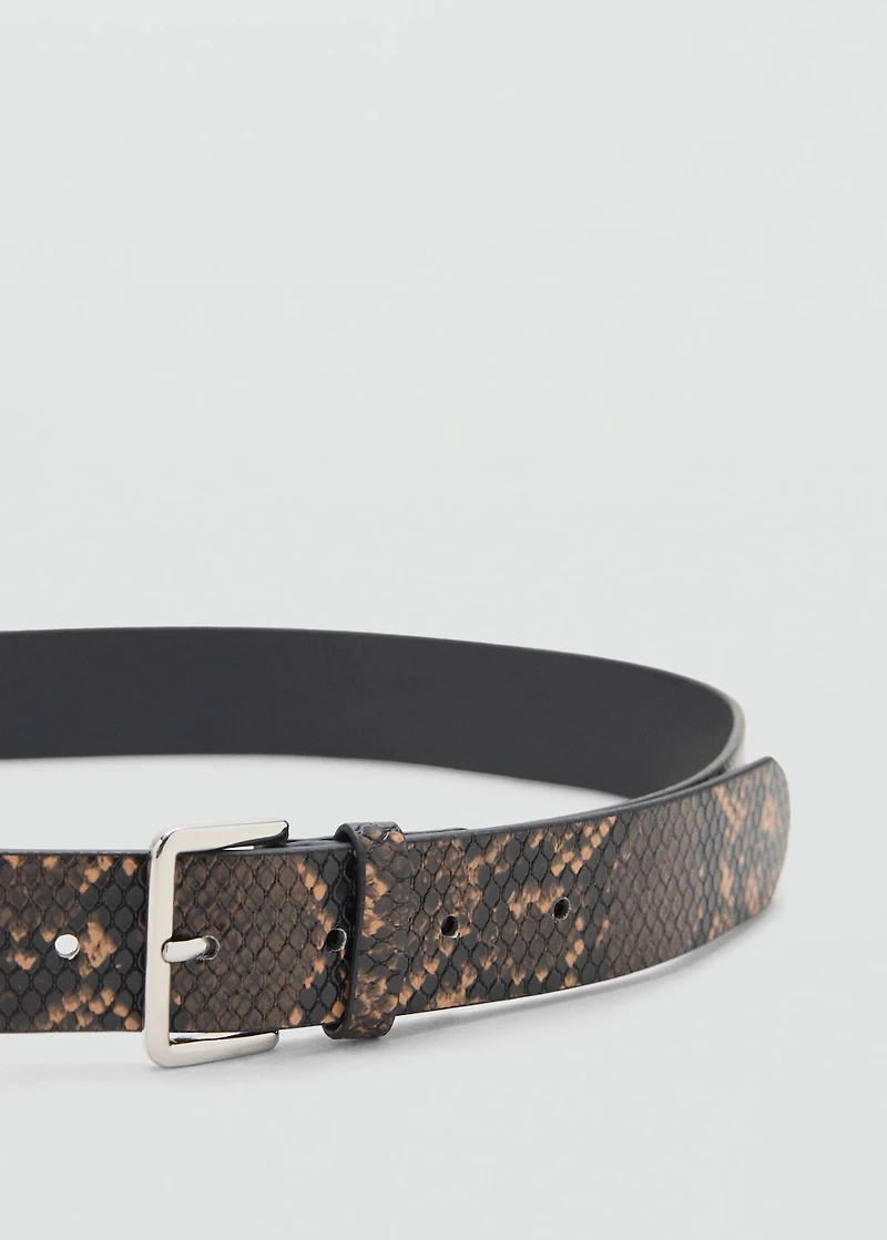 Snake-effect leather belt