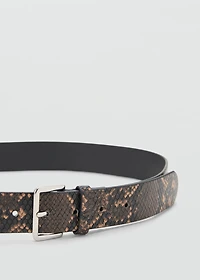 Snake-effect leather belt