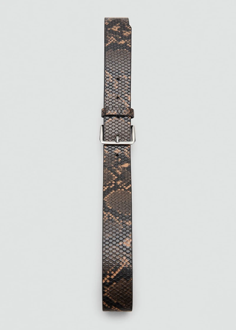 Snake-effect leather belt