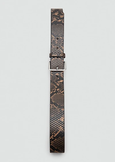 Snake-effect leather belt