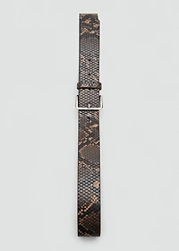 Snake-effect leather belt