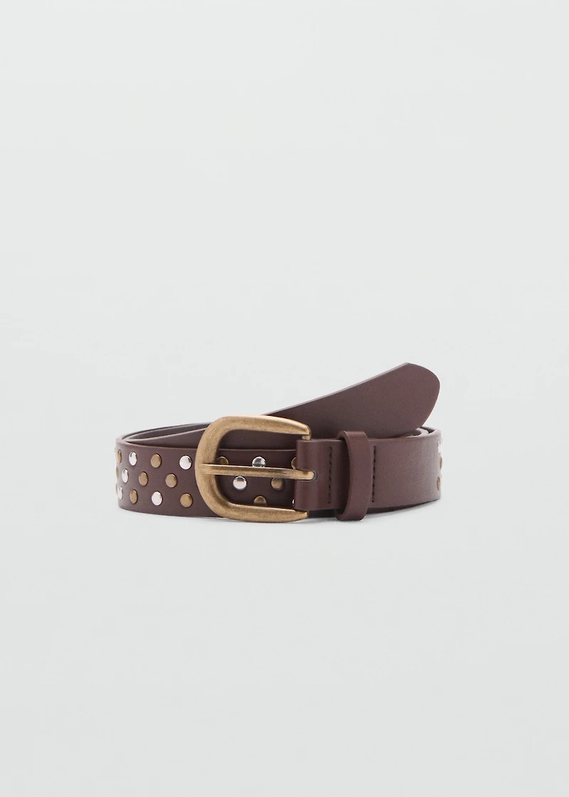 Studded faux-leather belt