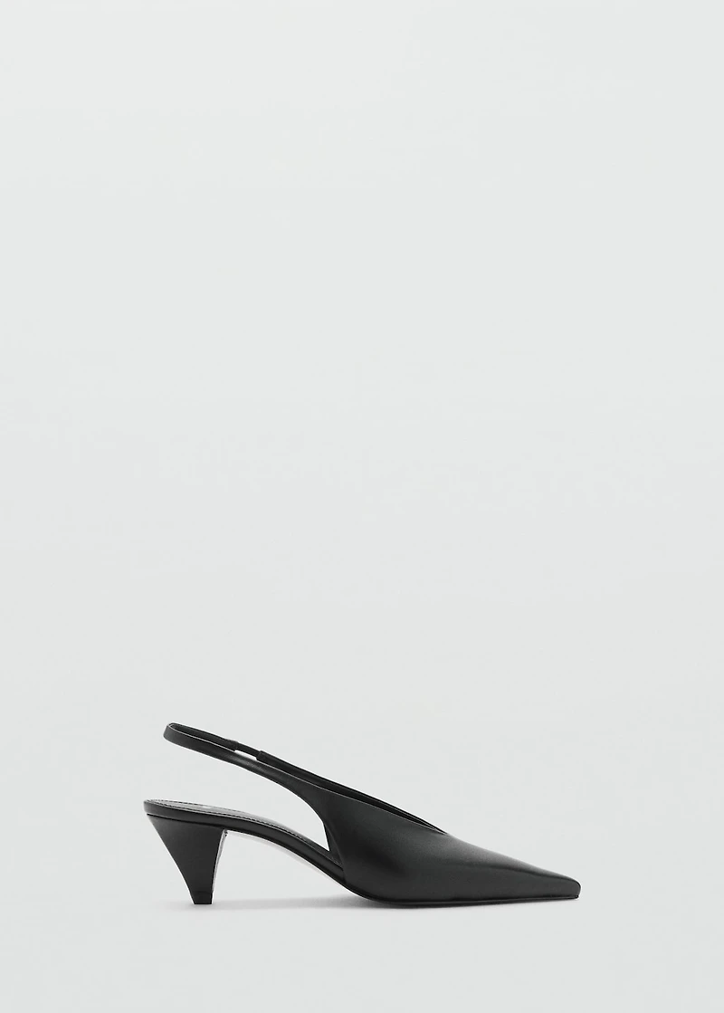 Pointed-toe leather heeled shoes