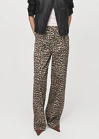 Leopard-print straight jeans