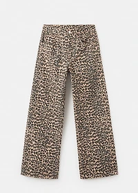 Leopard-print straight jeans