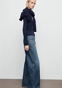 Wide-leg studded jeans