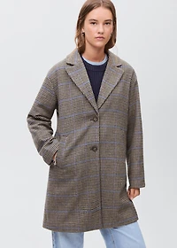 Houndstooth wool-blend coat