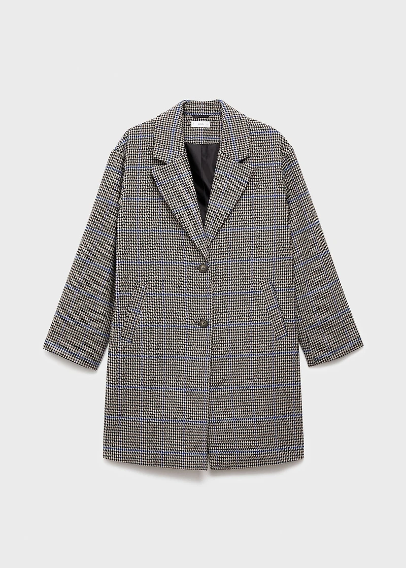 Houndstooth wool-blend coat