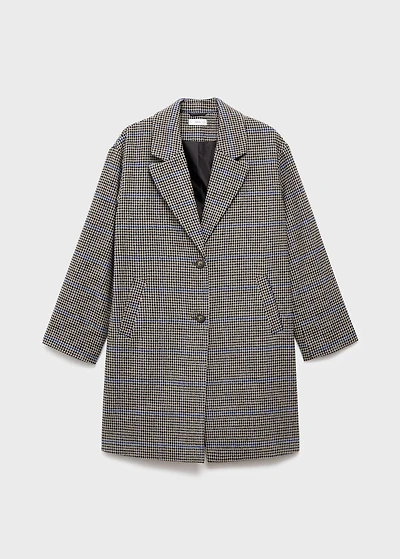 Houndstooth wool-blend coat