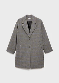 Houndstooth wool-blend coat