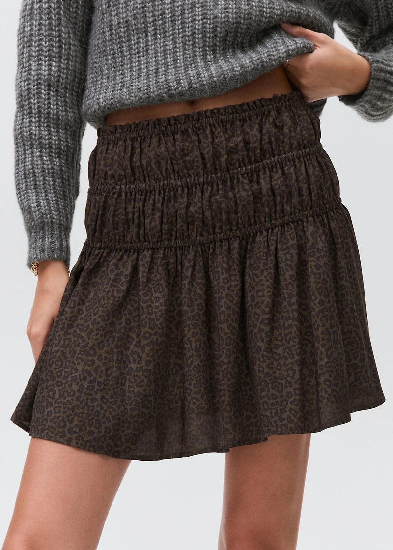 Leopard-print gathered skirt