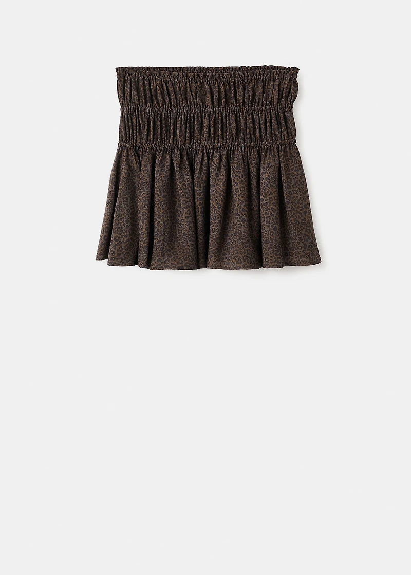 Leopard-print gathered skirt