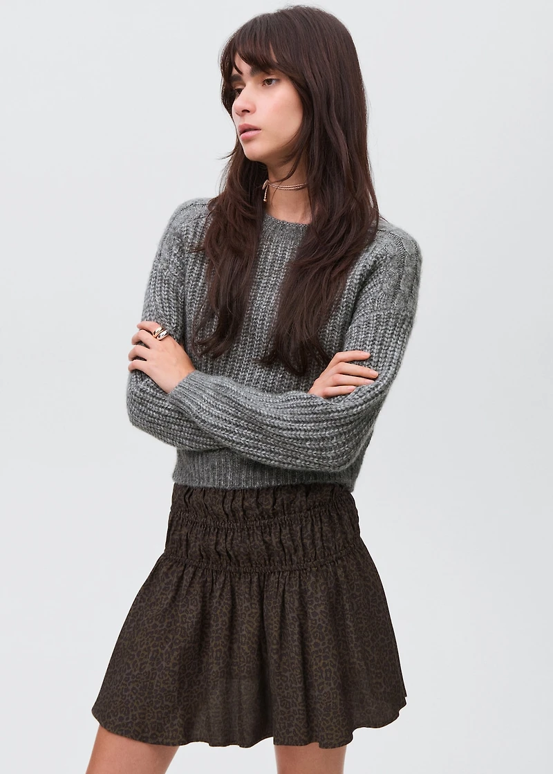 Leopard-print gathered skirt