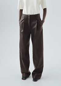 100% leather straight-leg pants