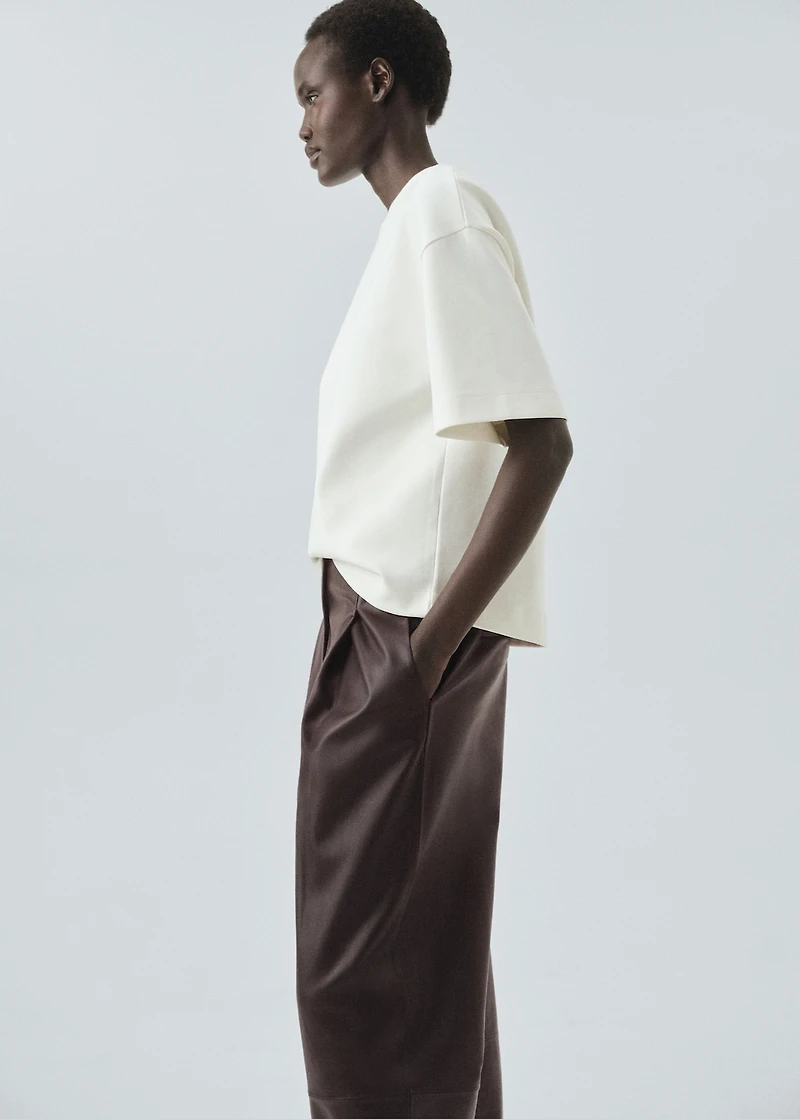 100% leather straight-leg pants