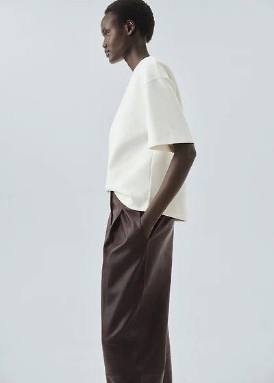 100% leather straight-leg pants