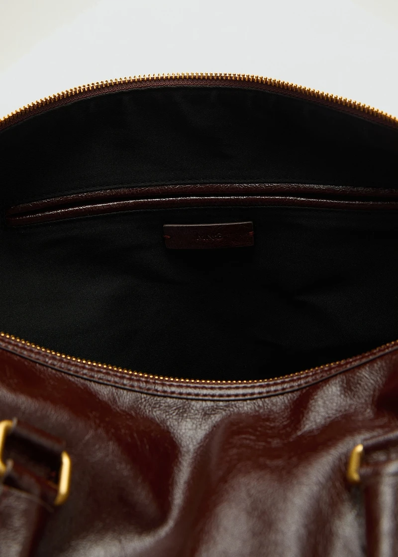 Maxi shiny handbag with straps