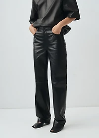 100% leather straight-leg pants
