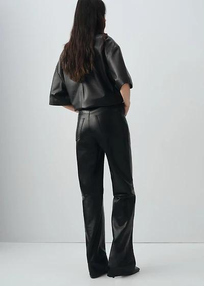 100% leather straight-leg pants