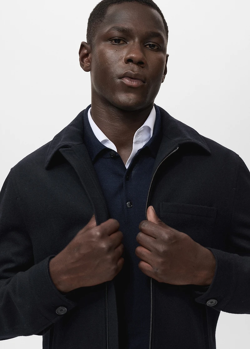 Wool-blend jacket with pocket