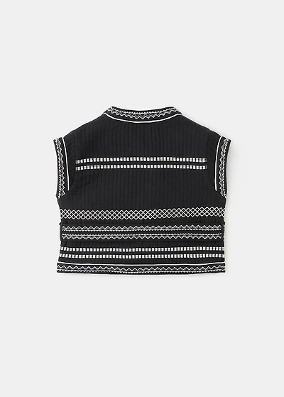 Embroidered vest with belt