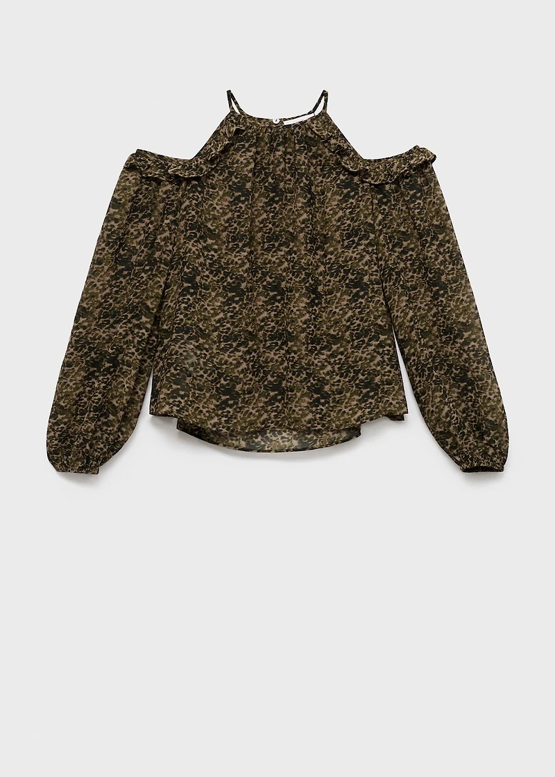 Printed blouse with cut-out