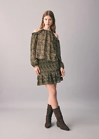 Printed blouse with cut-out