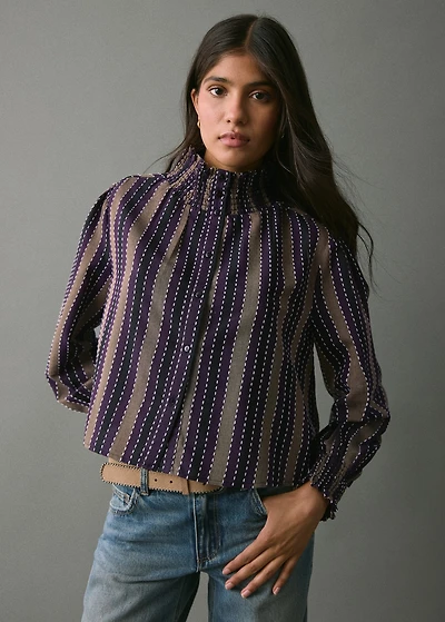 Striped blouse with embroidered details