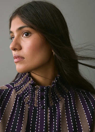 Striped blouse with embroidered details