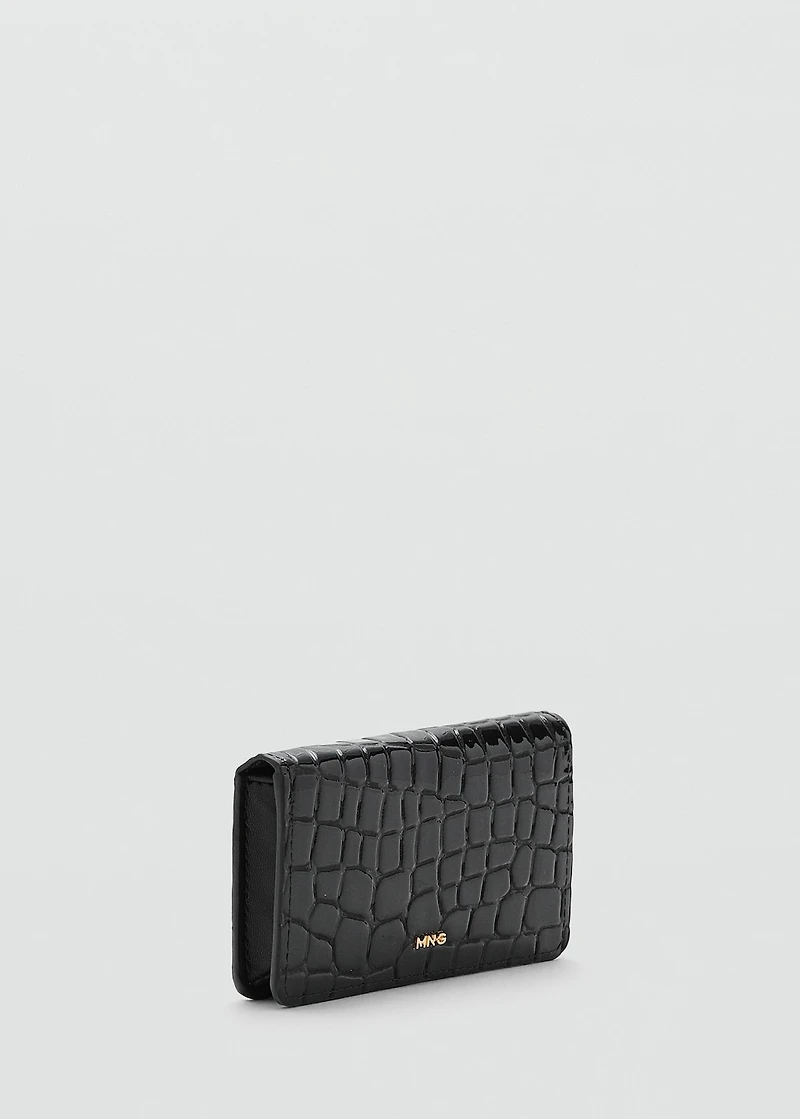 Small shiny croc-effect wallet