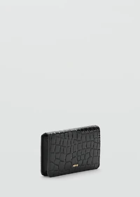 Small shiny croc-effect wallet