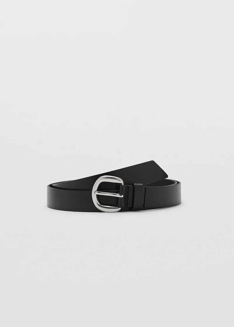 Rounded buckle leather belt