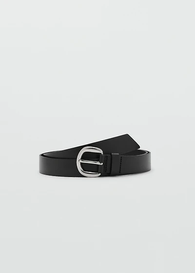 Rounded buckle leather belt