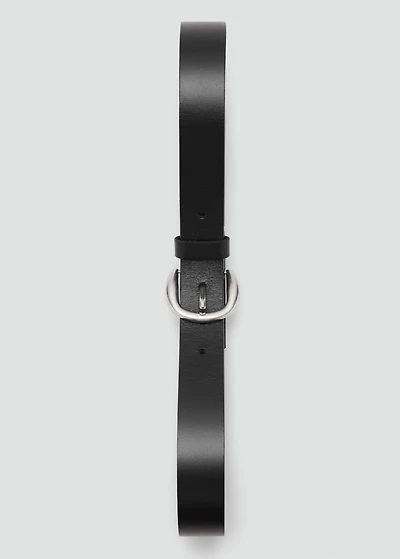 Rounded buckle leather belt