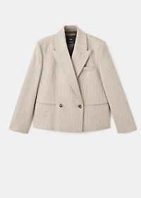 Pinstripe wool suit blazer
