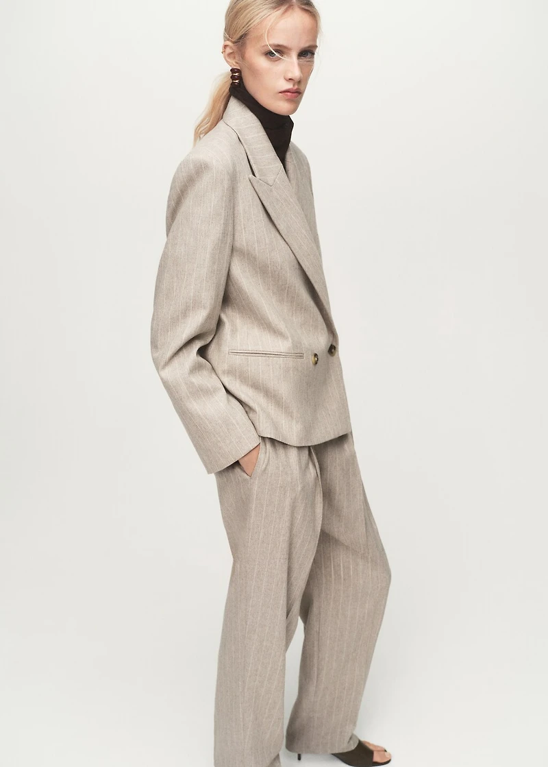 Pinstripe wool suit blazer