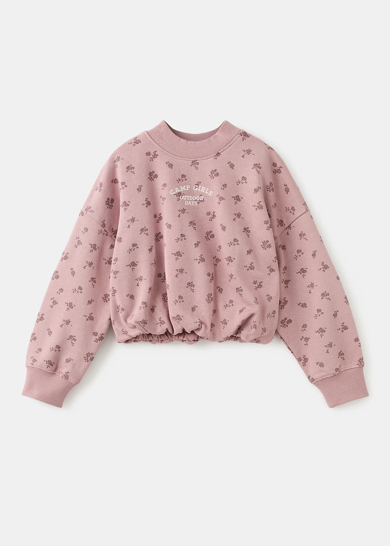 Embroidered sweatshirt with floral pattern