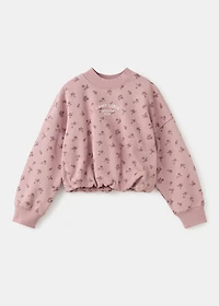 Embroidered sweatshirt with floral pattern