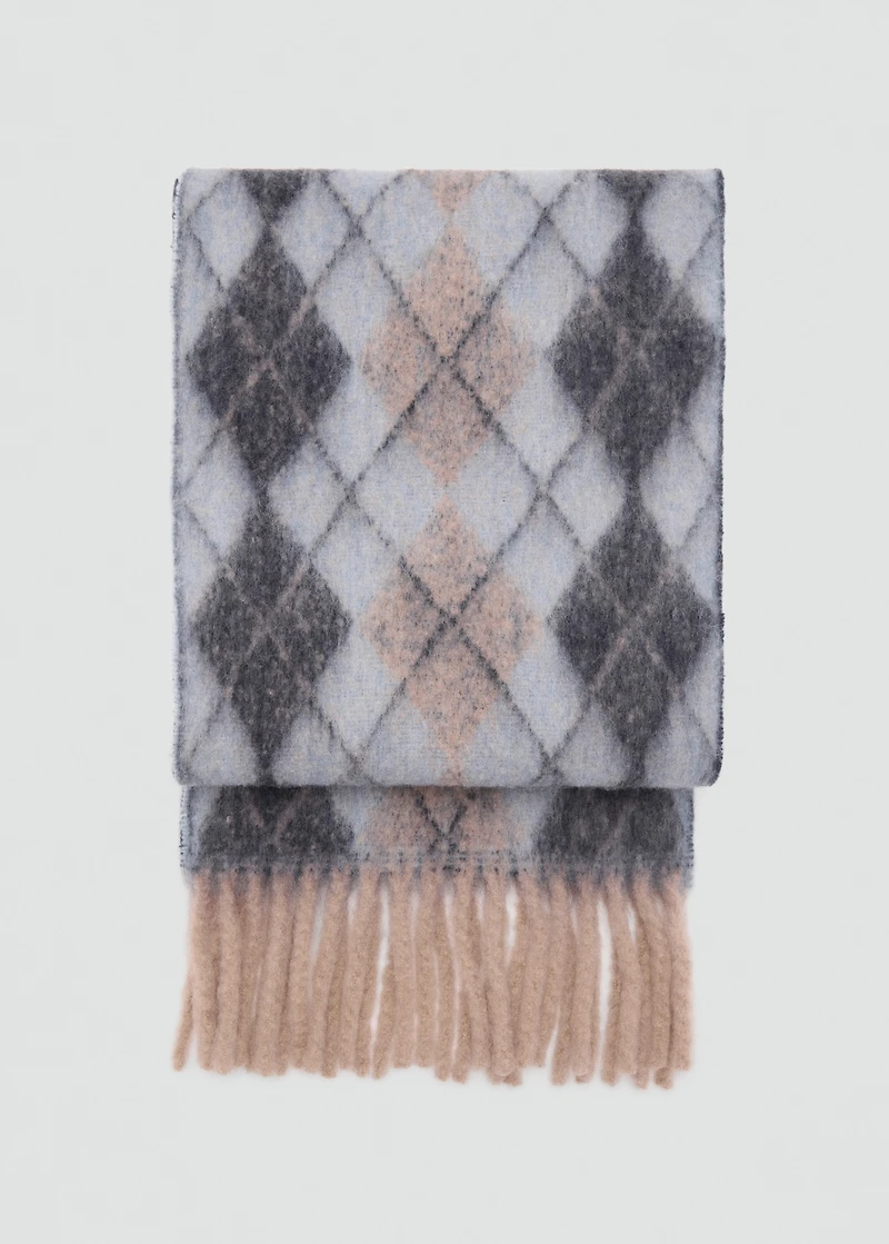 Argyle scarf with fringes