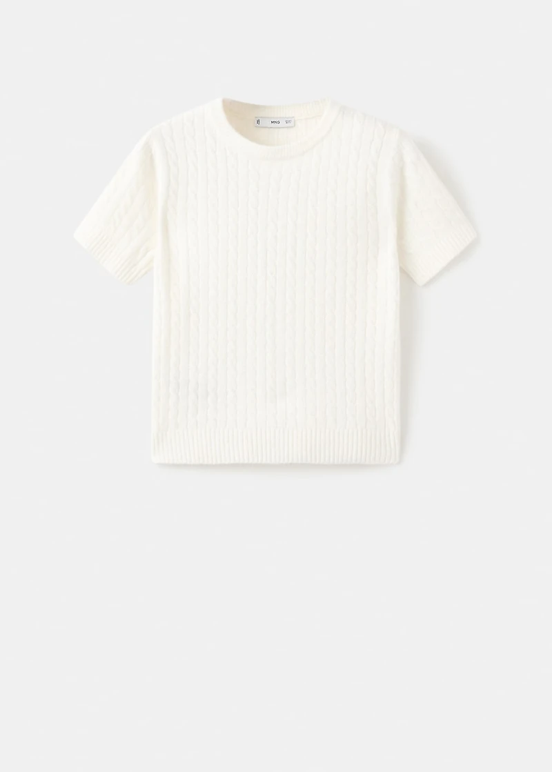 Short-sleeved cable-knit sweater
