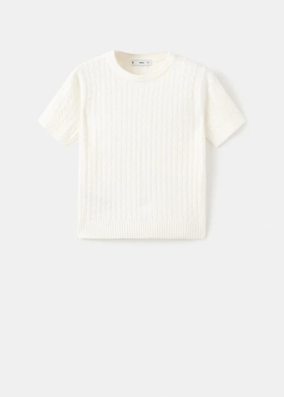 Short-sleeved cable-knit sweater