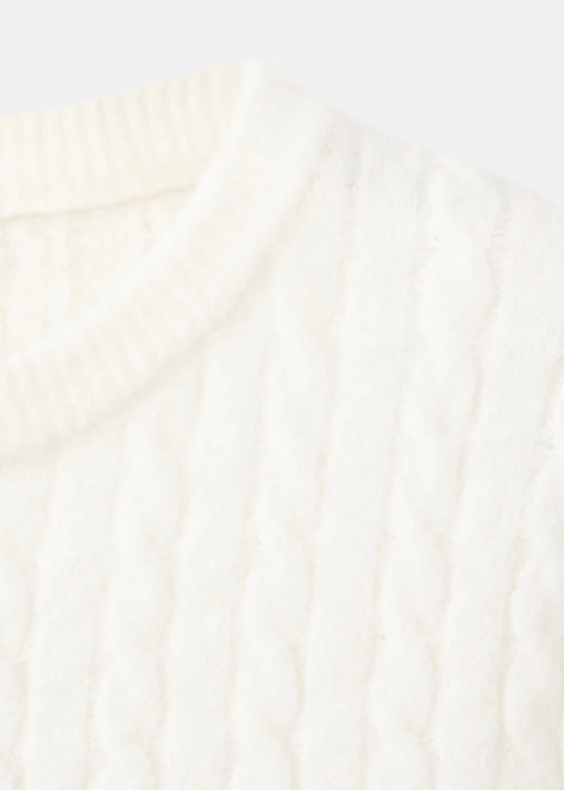 Short-sleeved cable-knit sweater