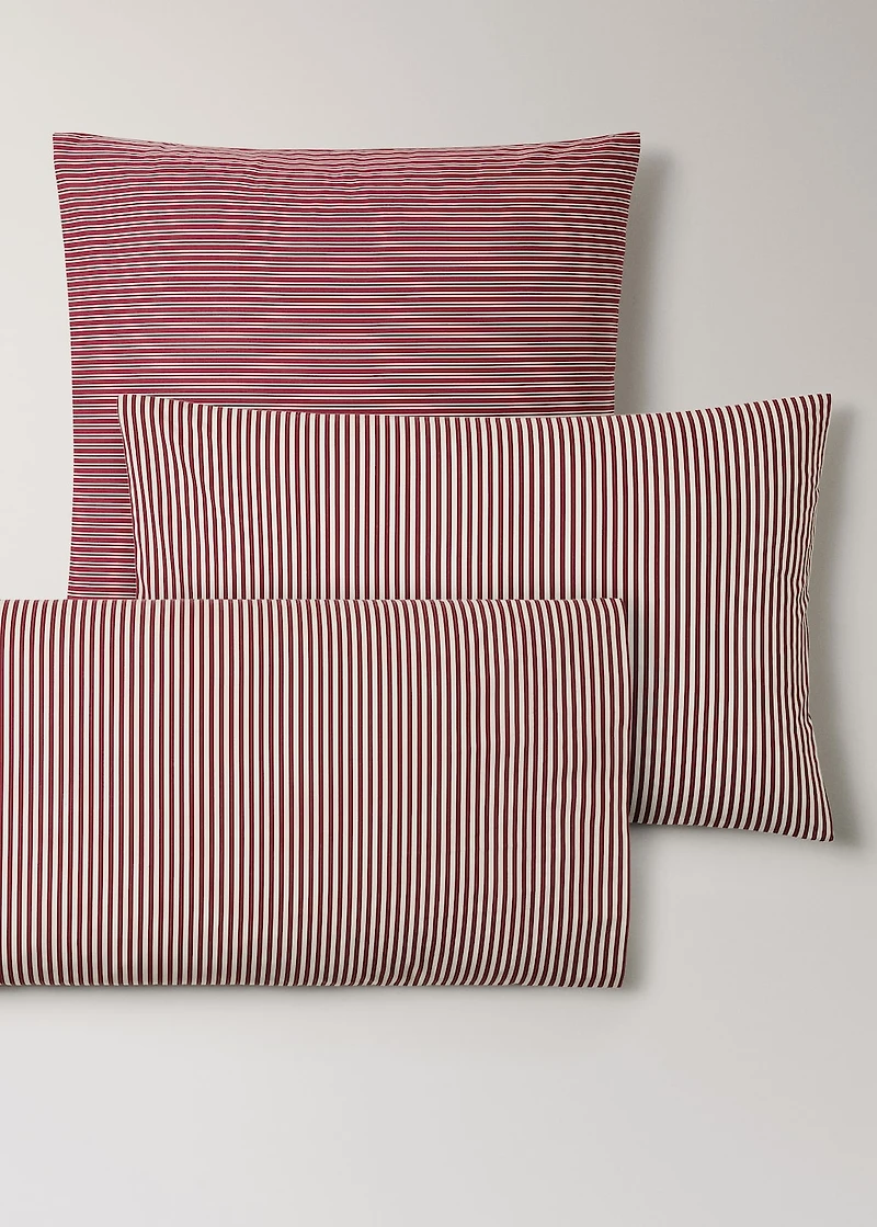 Reversible percale cotton striped pillowcase 60x60cm
