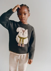 Sweater with embroidered animal
