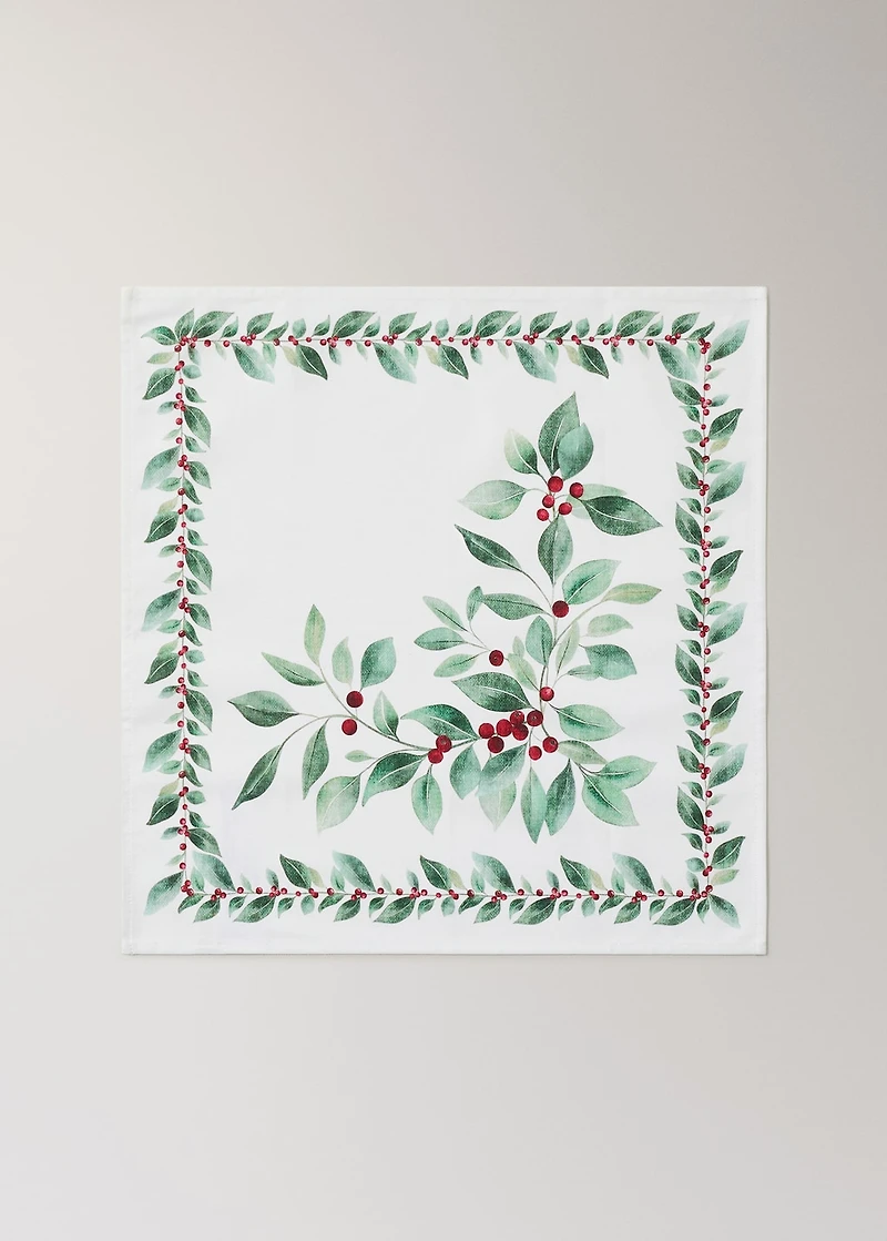 Holly-print cotton napkins