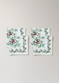 Holly-print cotton napkins